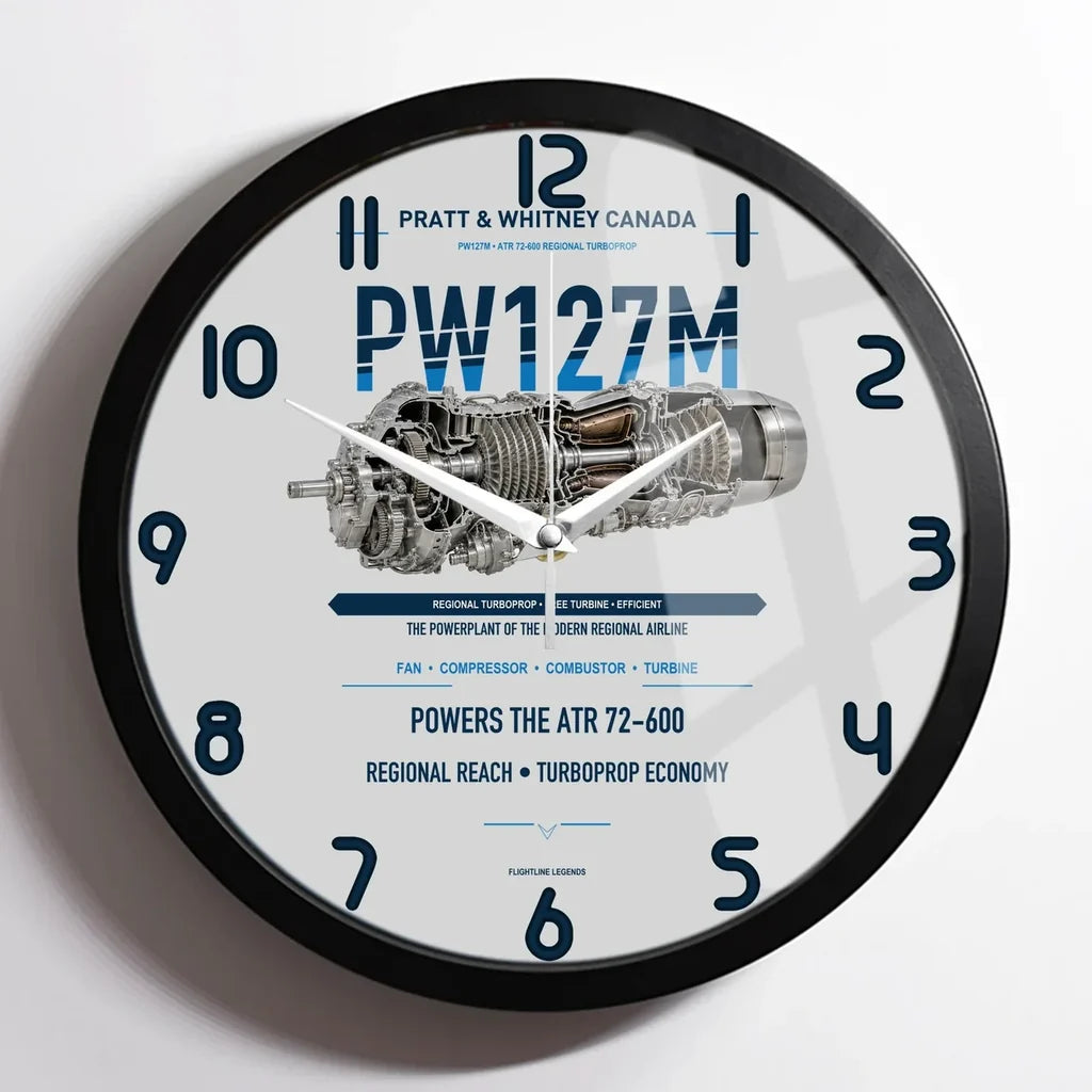 PW127M design on light gray framed wall clock