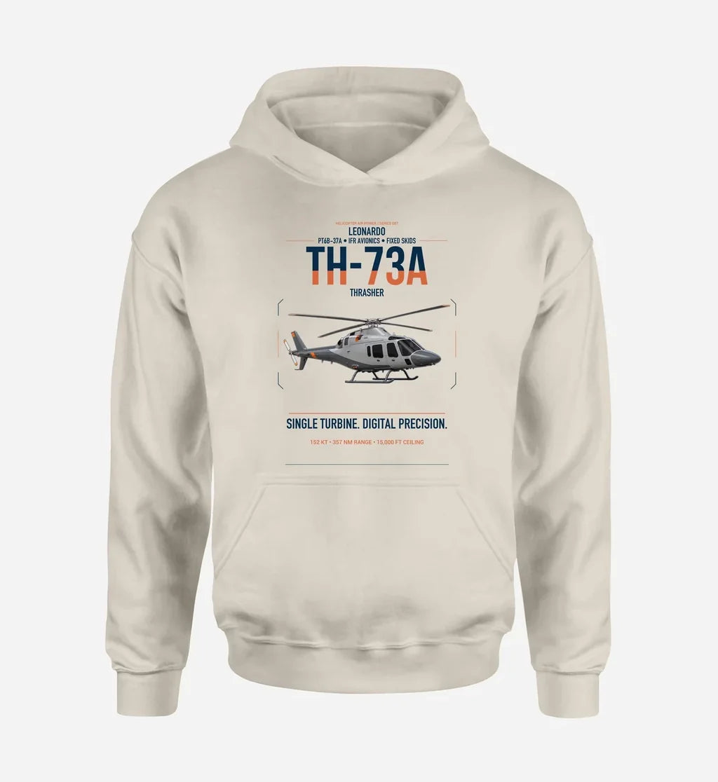 Leonardo TH-73A Thrasher design on khaki double-side hoodie, single-side print