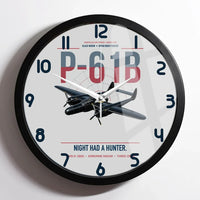 Thumbnail for P-61B Black Widow design on light gray framed wall clock
