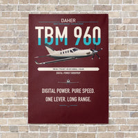 Thumbnail for Daher TBM 960 vertical canvas print - no frame - dark red background