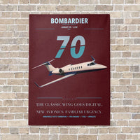 Thumbnail for Bombardier Learjet 70 vertical canvas print - no frame - dark red background