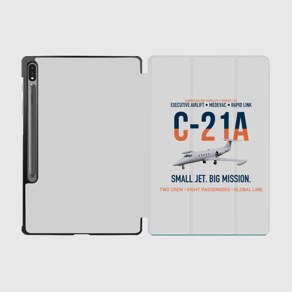 C-21A Learjet Small Jet Big Mission design on light gray samsung tablet tablet case