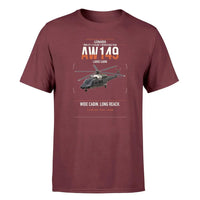Thumbnail for Leonardo AW149 design on dark red t-shirt, single-side print