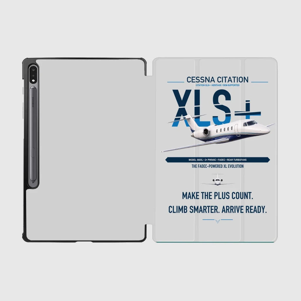 Cessna Citation XLSPlus design on light gray samsung tablet tablet case