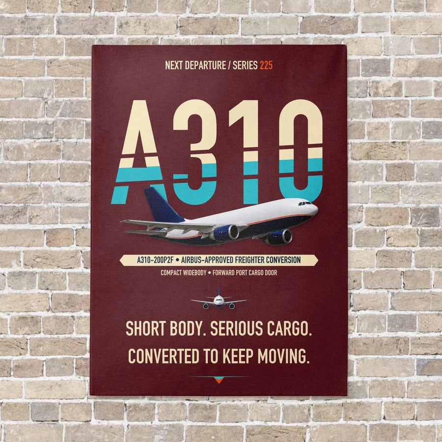 Airbus A310-200P2F vertical canvas print - no frame - dark red background