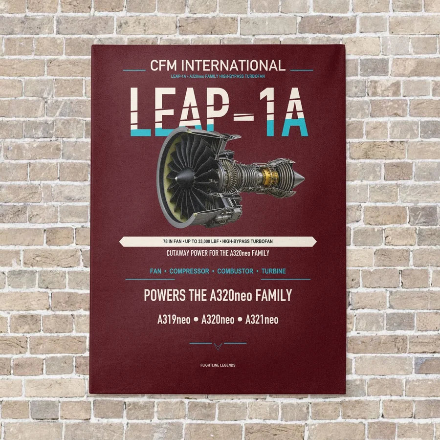 CFM LEAP-1A vertical canvas print - no frame - dark red background