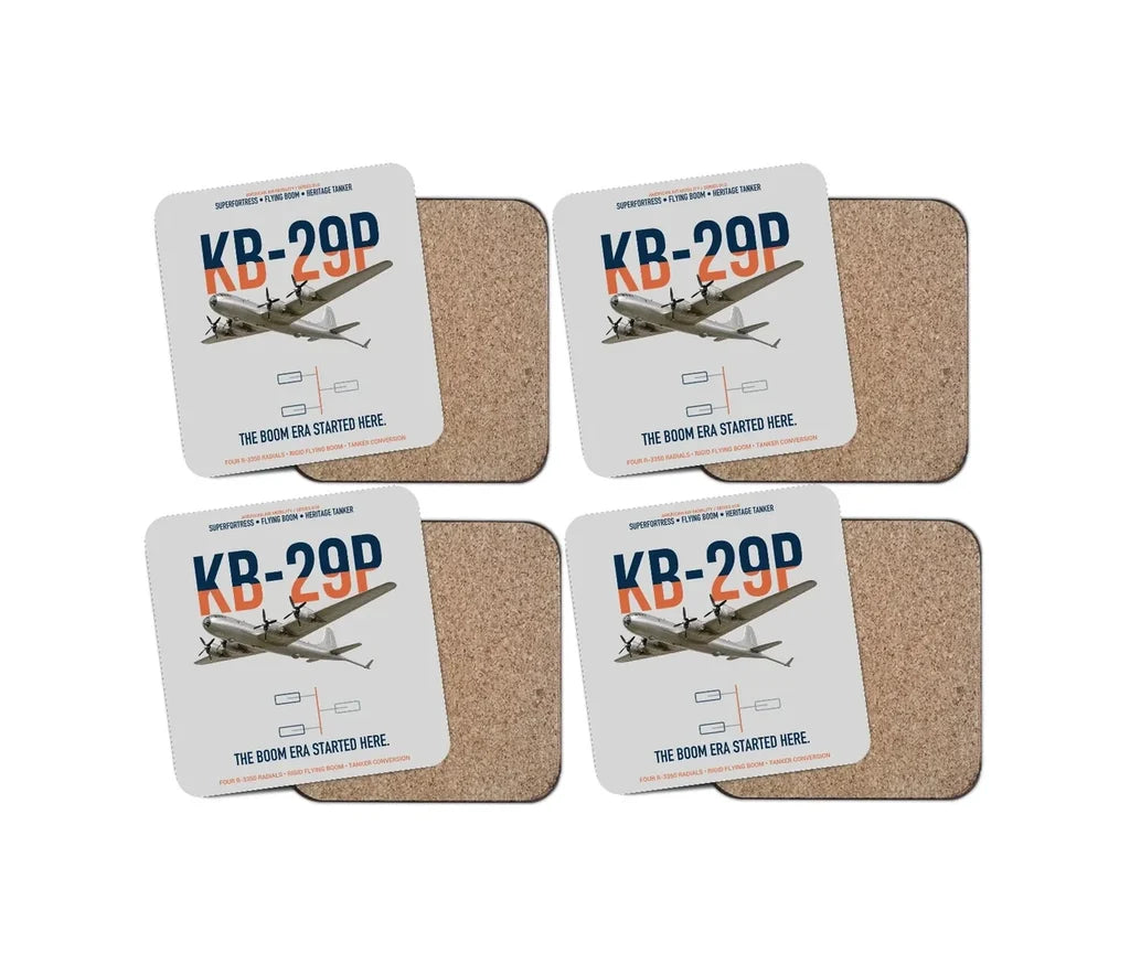KB-29P SUPERFORTRESS design on light gray 4 pieces set coaster