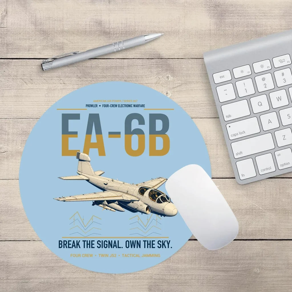 EA-6B Prowler design on light blue round mouse pad