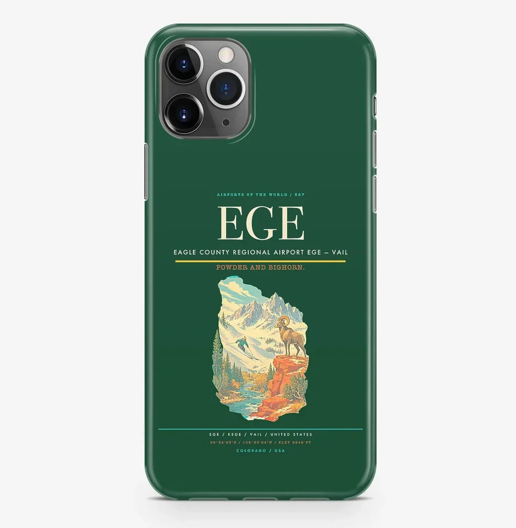 Vail Airport (EGE) design on dark green iPhone 16 Pro MagSafe case