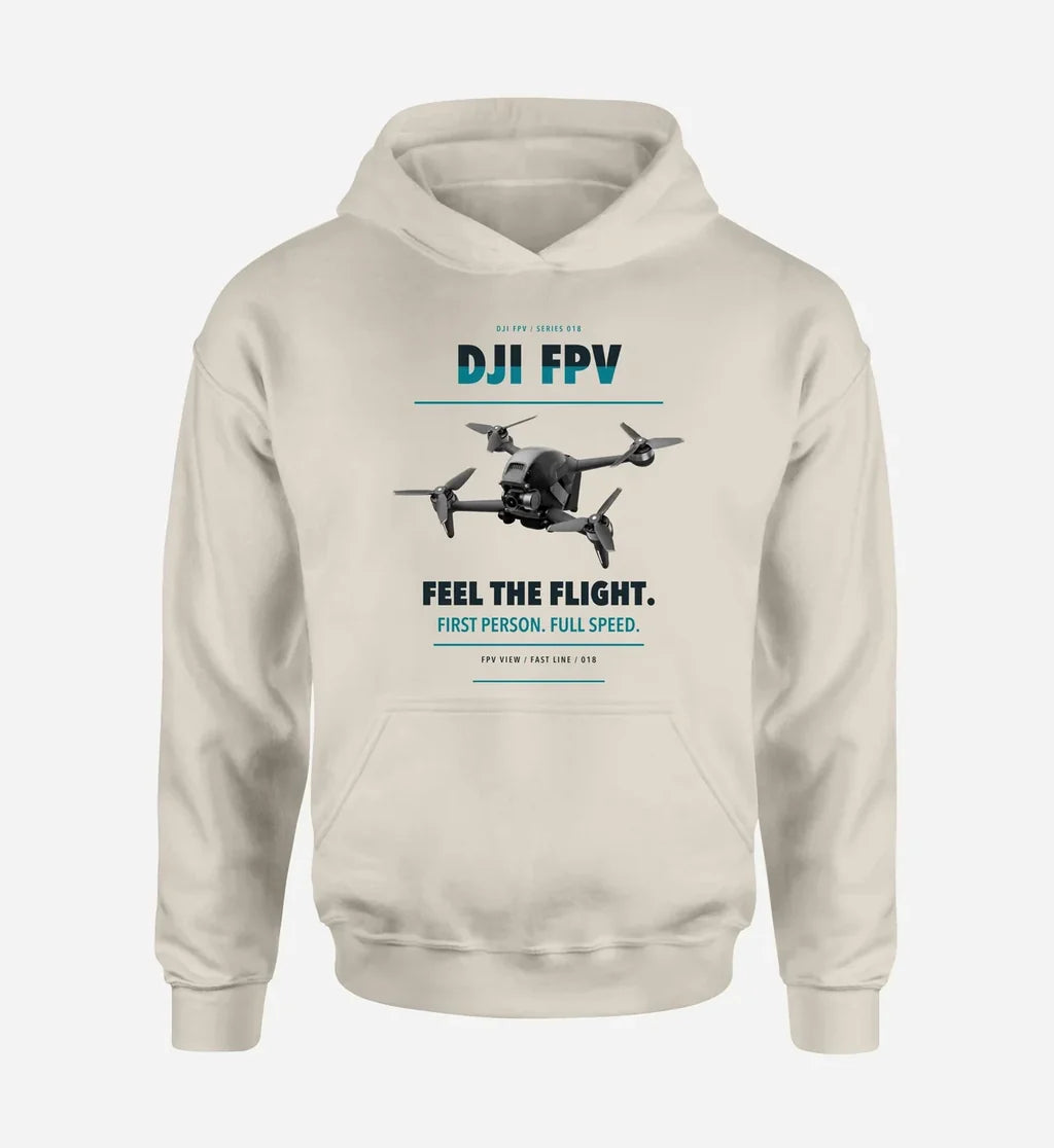DJI FPV design on khaki hoodie single side