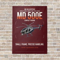 Thumbnail for MD Helicopters MD 500E vertical canvas print - no frame - dark red background