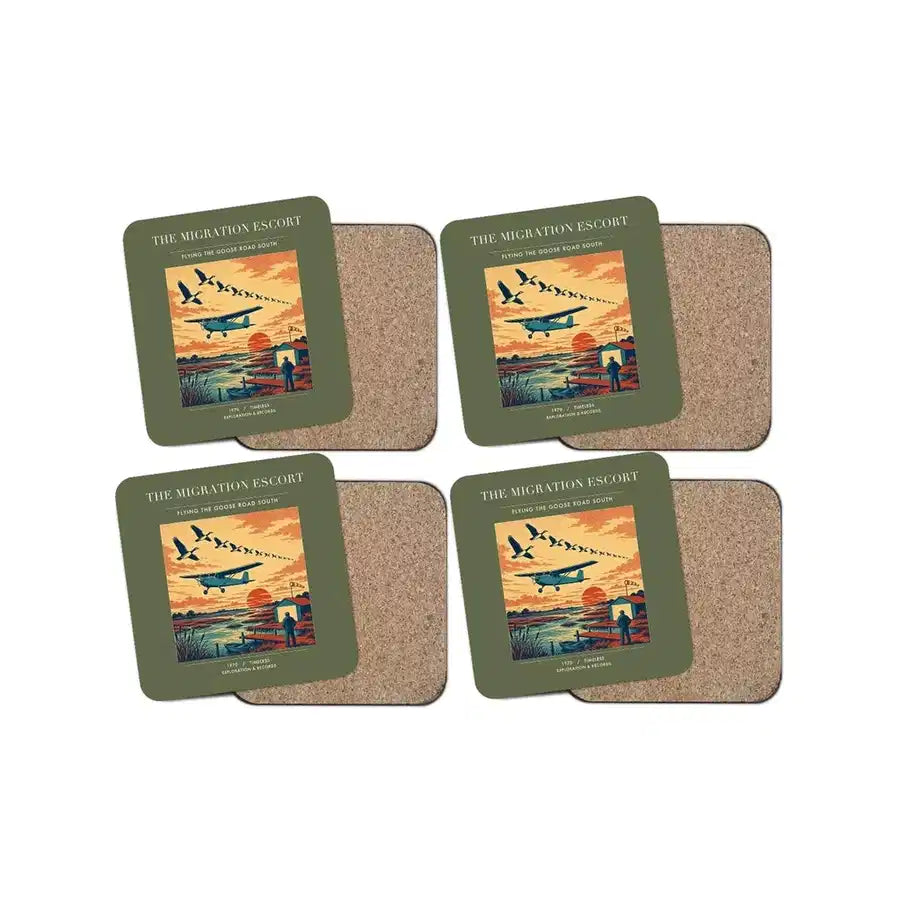 The Migration Escort - Designed Coasters design on green army 4-pieces-set