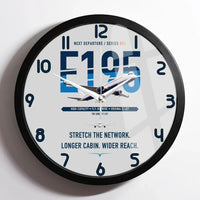 Thumbnail for Embraer E195 design on light gray framed wall clock