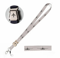 Thumbnail for Embraer E-190 Silhouette Plane seat belt lanyard - light gray