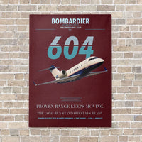 Thumbnail for Bombardier Challenger 604 vertical canvas print - no frame - dark red background