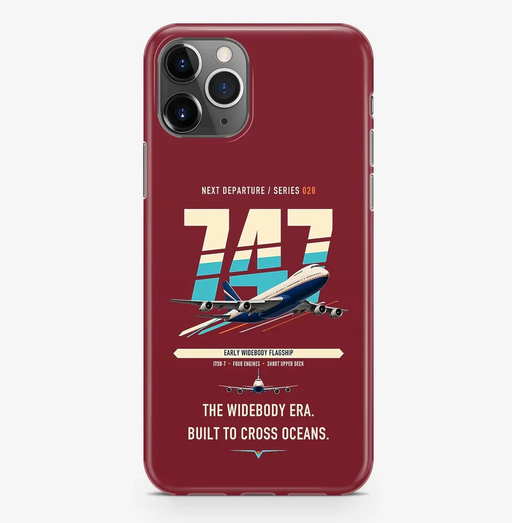 Boeing 747-200B design on dark red magsafe iphone case