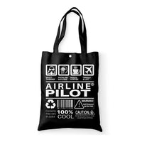 Thumbnail for Airline Pilot Label aviation print tote bag, canvas.