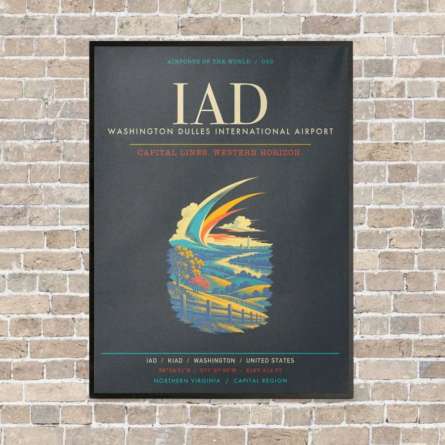 Washington Dulles International Airport IAD - Canvas Framed - Gray