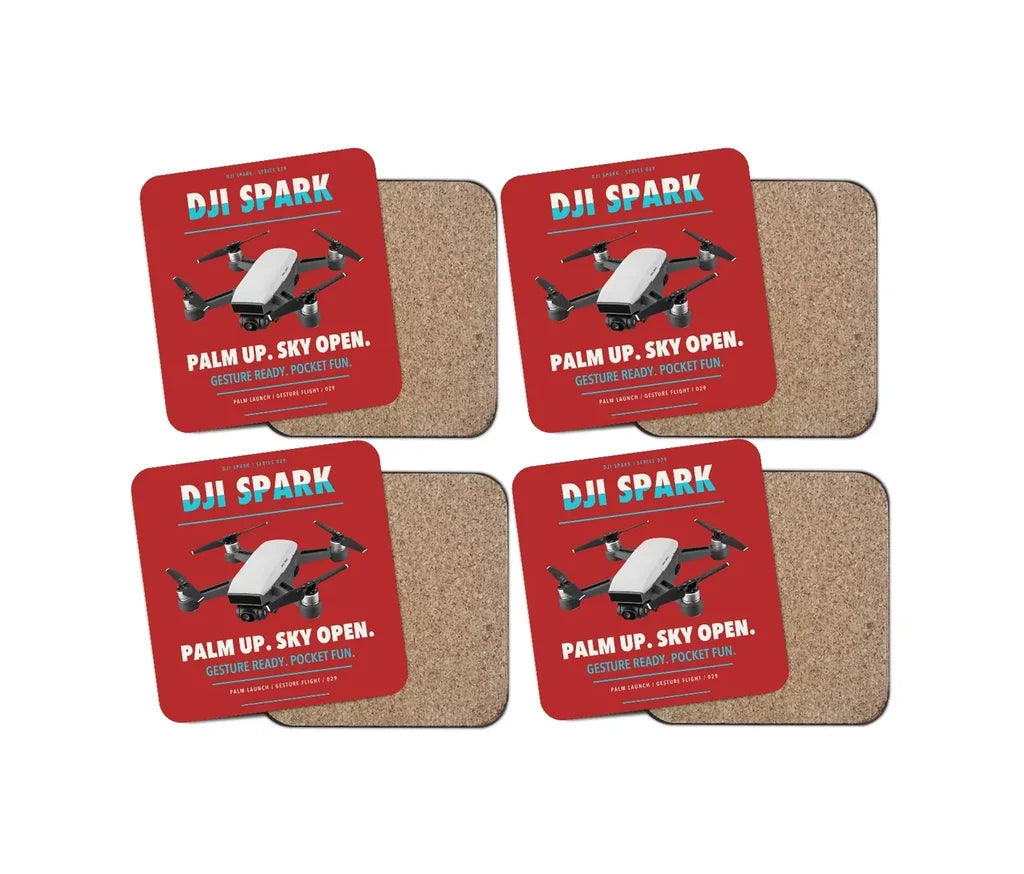 DJI Spark design on red 4 pieces set coaster