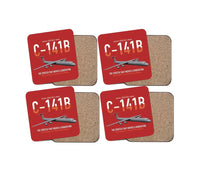 Thumbnail for C-141B Starlifter design on red 4 pieces set coaster