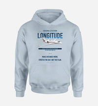 Thumbnail for Cessna Citation Longitude design on light blue double-side hoodie, single-side print