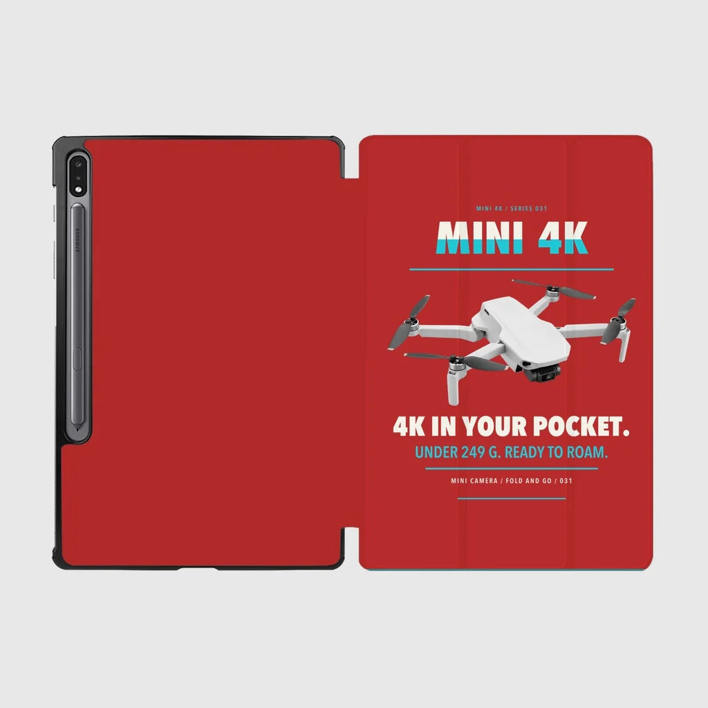 DJI Mini 4K design on red samsung tablet tablet case