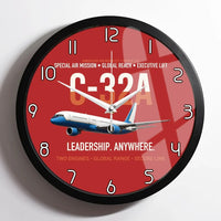 Thumbnail for C-32A Air Force Two Global Reach design on red framed wall clock