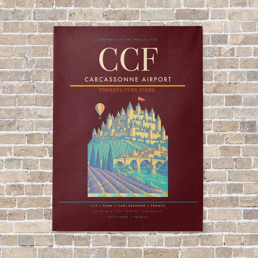 Carcassonne Airport CCF - Canvas No Frame - Dark Red