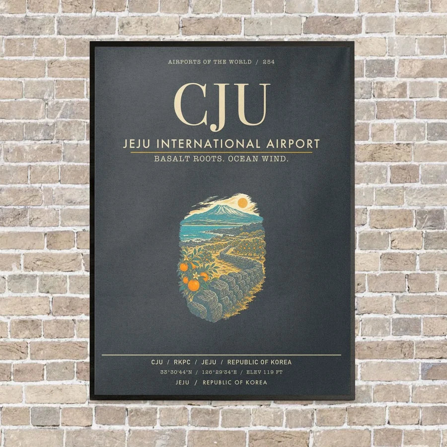 Jeju International Airport CJU - Canvas Framed - Gray