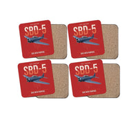 Thumbnail for SBD-5 Dauntless design on red 4 pieces set coaster