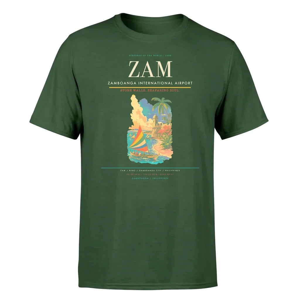 Zamboanga International Airport (ZAM) T-Shirt single-side front print in Dark Green | zamboanga-international-airport-zam-double-side-t-shirt