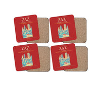Thumbnail for Zaragoza Airport (ZAZ) design on red 4 pieces set coaster