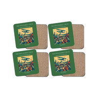 Thumbnail for The Spice Market Circle - Designed Coasters design on green 4-pieces-set