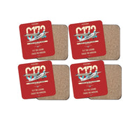 Thumbnail for Cessna 172 Skyhawk design on red 4 pieces set coaster
