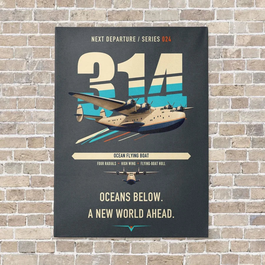 Boeing 314 Clipper vertical canvas print - no frame - gray background