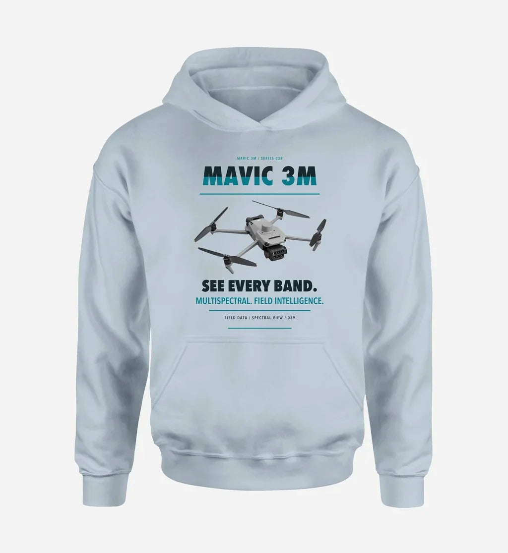 DJI Mavic 3 Multispectral design on light blue hoodie single side
