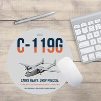 Thumbnail for C-119G Flying Boxcar design on light gray round mouse pad