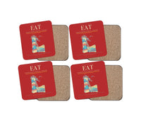 Thumbnail for Pangborn Memorial Airport (EAT) design on red 4 pieces set coaster