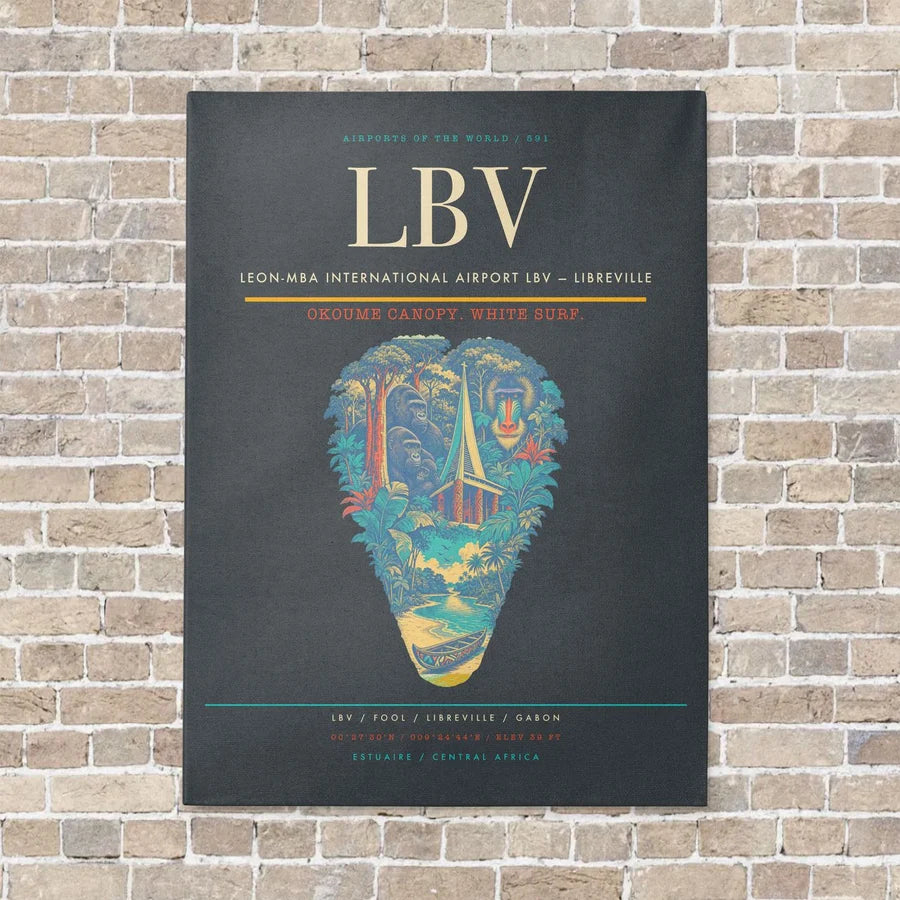 Leon-Mba International Airport LBV — Libreville vertical canvas print - no frame - gray background
