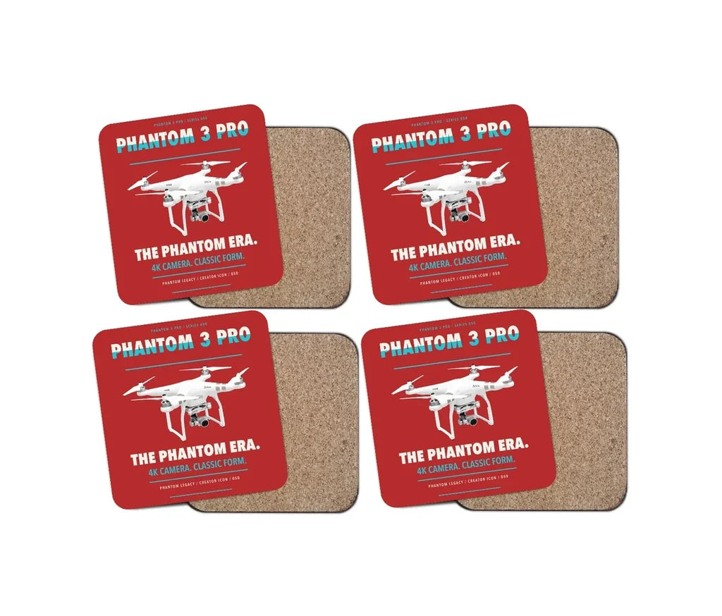 DJI Phantom 3 Professional design on red 4 pieces set coaster