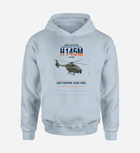 Thumbnail for Airbus Helicopters H145M LUH SOF design on light blue double-side hoodie, single-side print
