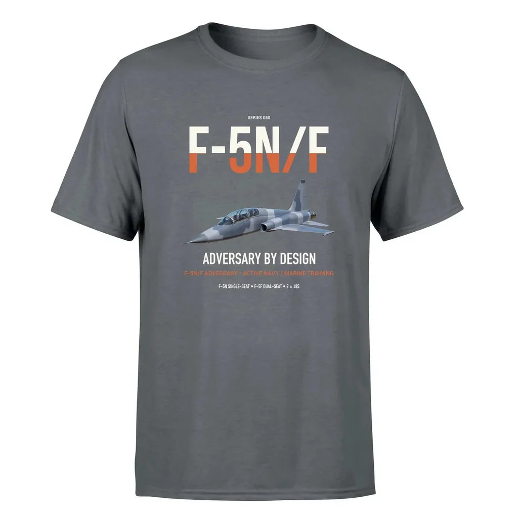 F-5N F Adversary design on gray double-side t-shirt, single-side print