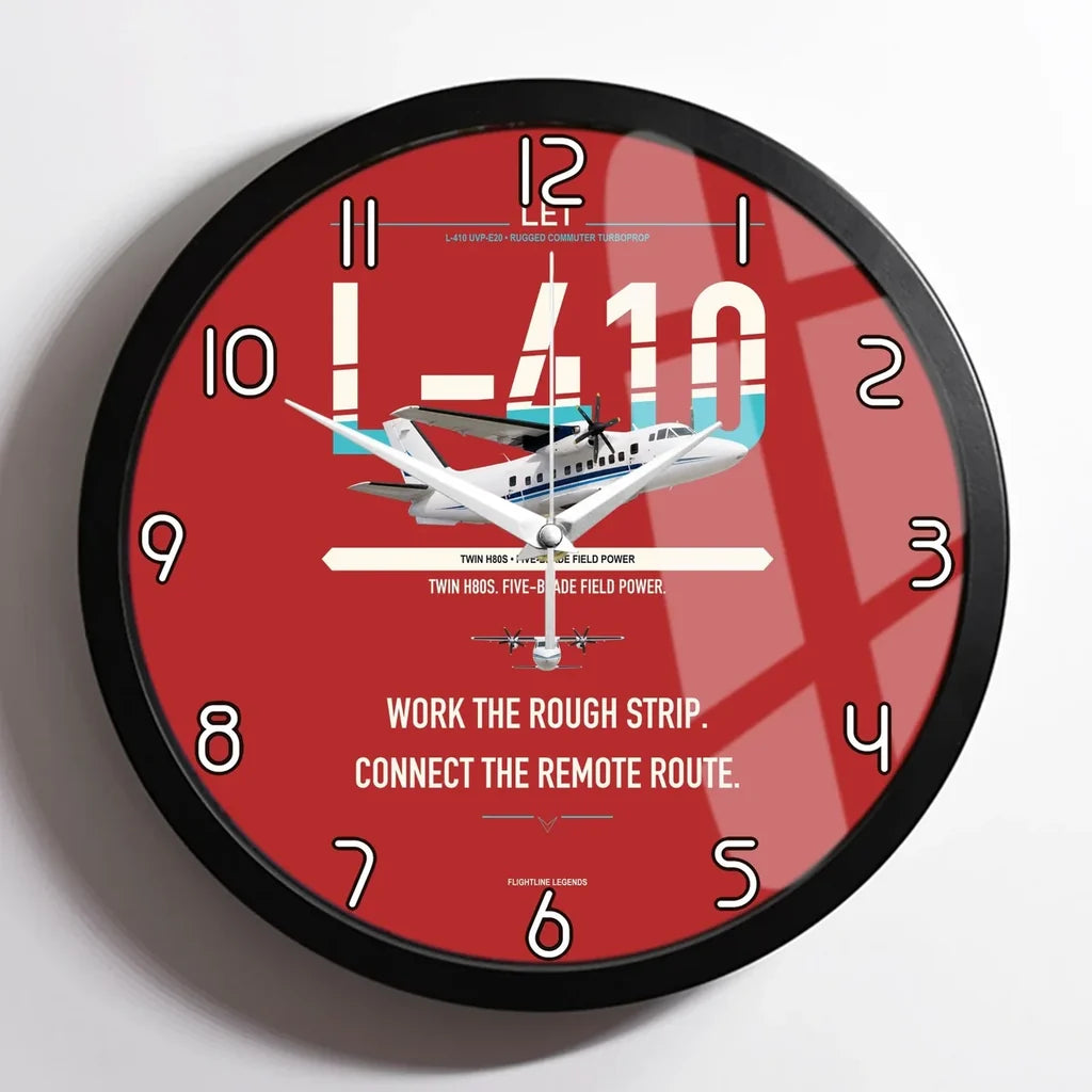 LET L-410 UVP-E20 design on red framed wall clock