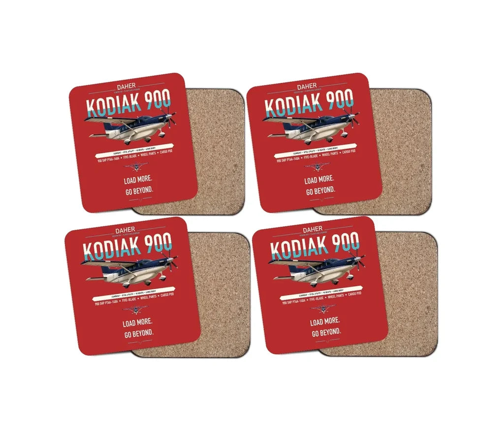 Daher Kodiak 900 design on red 4 pieces set coaster