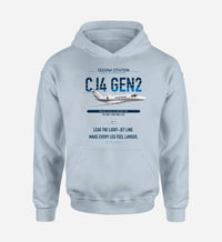 Thumbnail for Cessna Citation CJ4 Gen2 design on light blue double-side hoodie, single-side print
