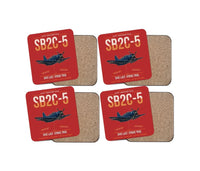Thumbnail for SB2C-5 Helldiver design on red 4 pieces set coaster