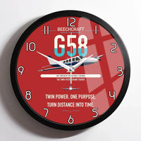 Thumbnail for Beechcraft Baron G58 design on red framed wall clock