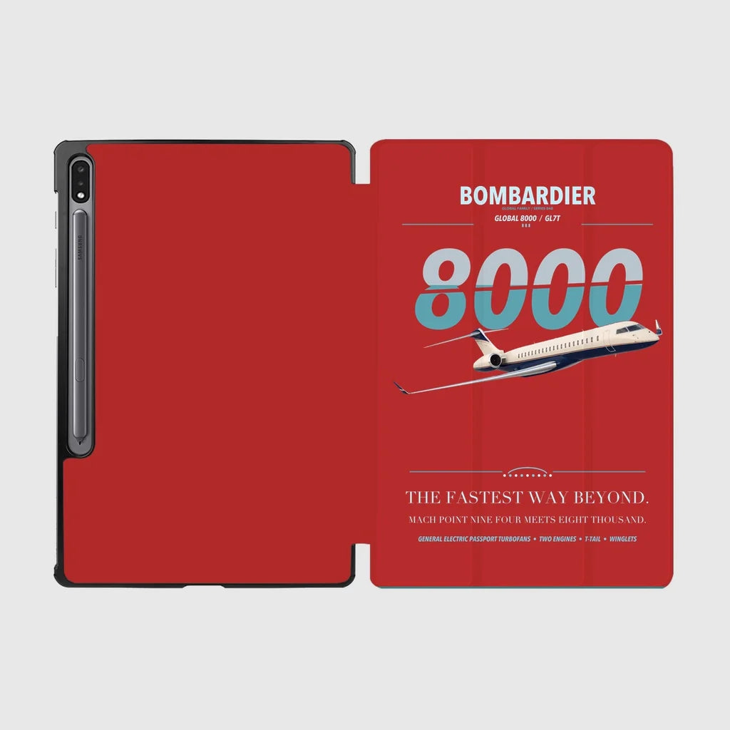 Bombardier Global 8000 design on red samsung tablet tablet case
