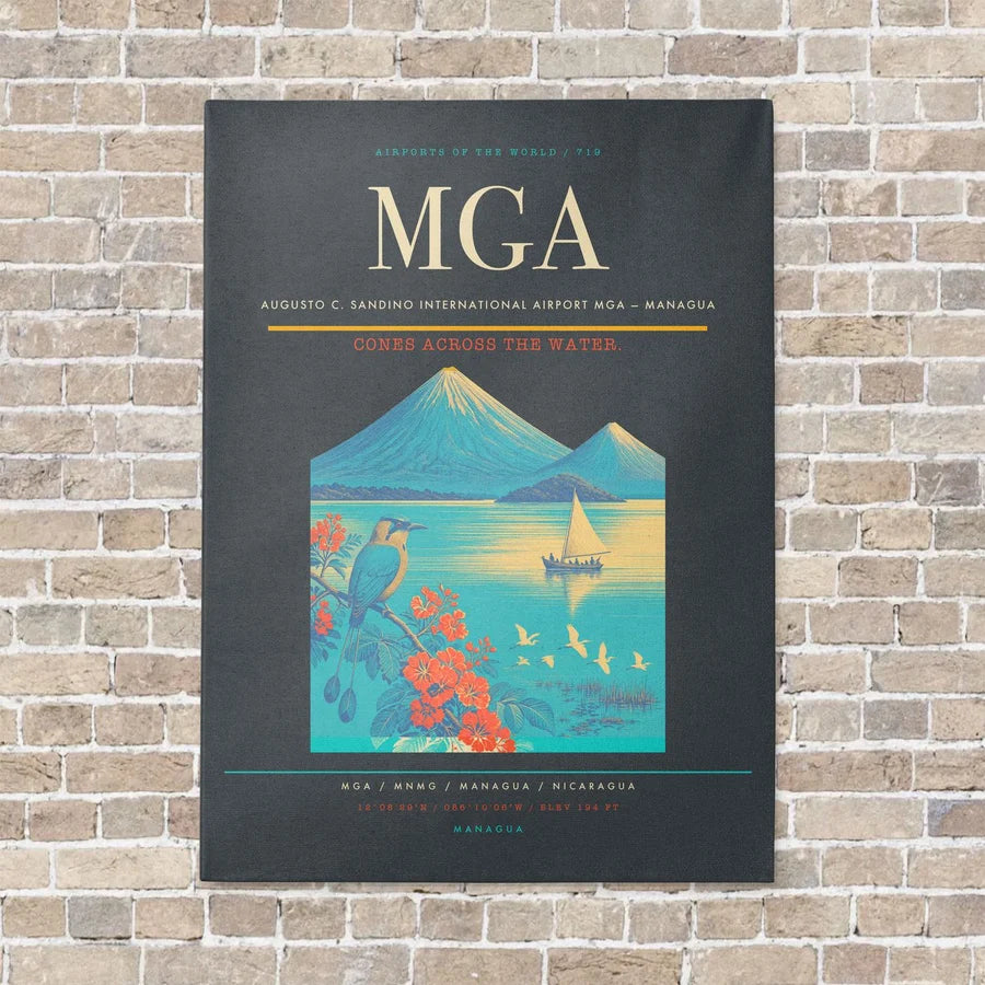 Augusto C. Sandino International Airport MGA — Managua vertical canvas print - no frame - gray background