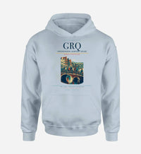 Thumbnail for Groningen Airport Eelde (GRQ) design on light blue hoodie single-side print